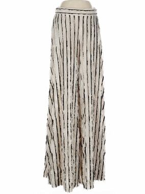 ZARA Cream Black Stripe Ruffle Knit Wide Leg Pants